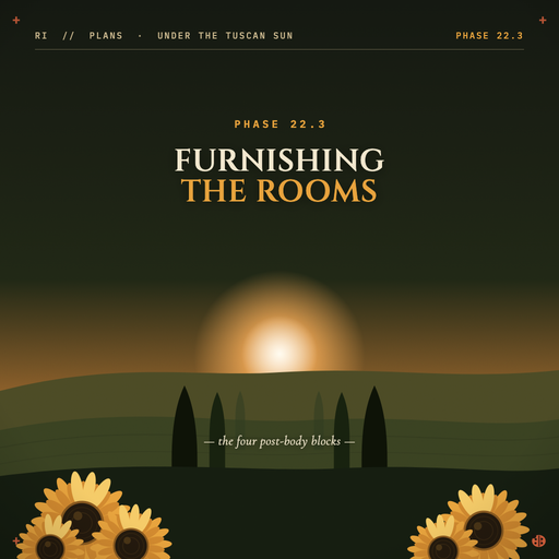 Phase 22.3 — Furnishing the Rooms