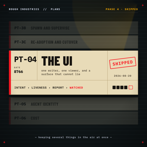 Phase 4 — The UI: one writer, one viewer, and a surface that cannot lie